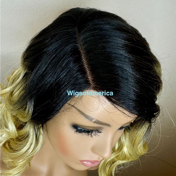 Bob wig ombré black curly lace front side part Heat ok - Picture 4 of 9